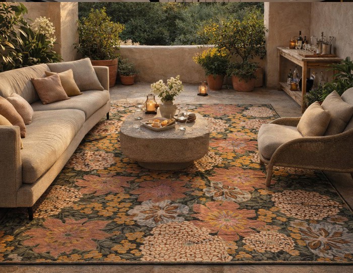 green-floral-rug